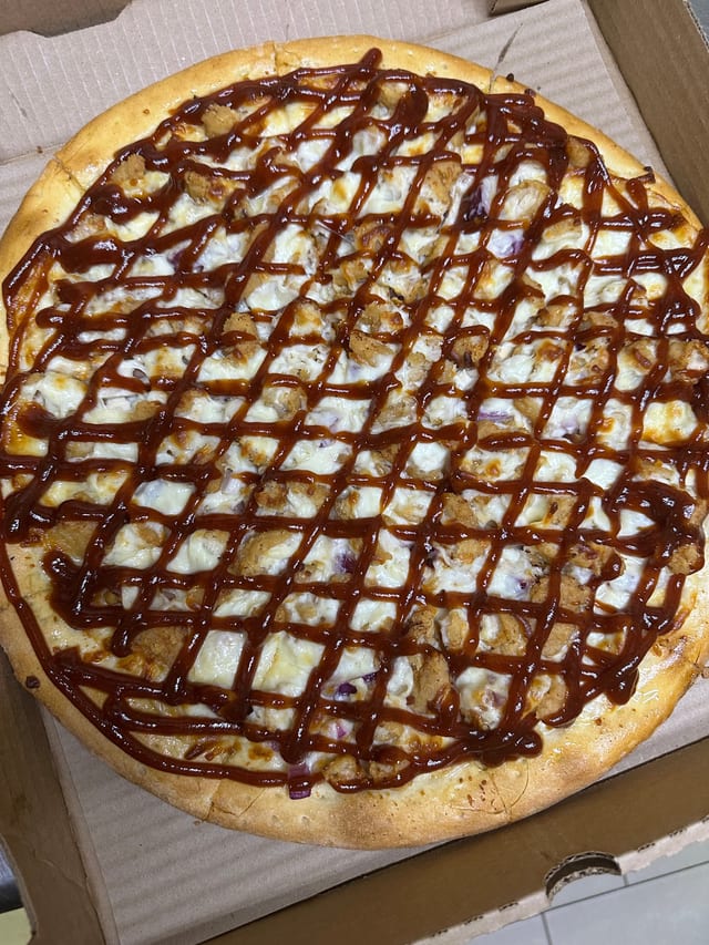 BBQ chicken pizza.